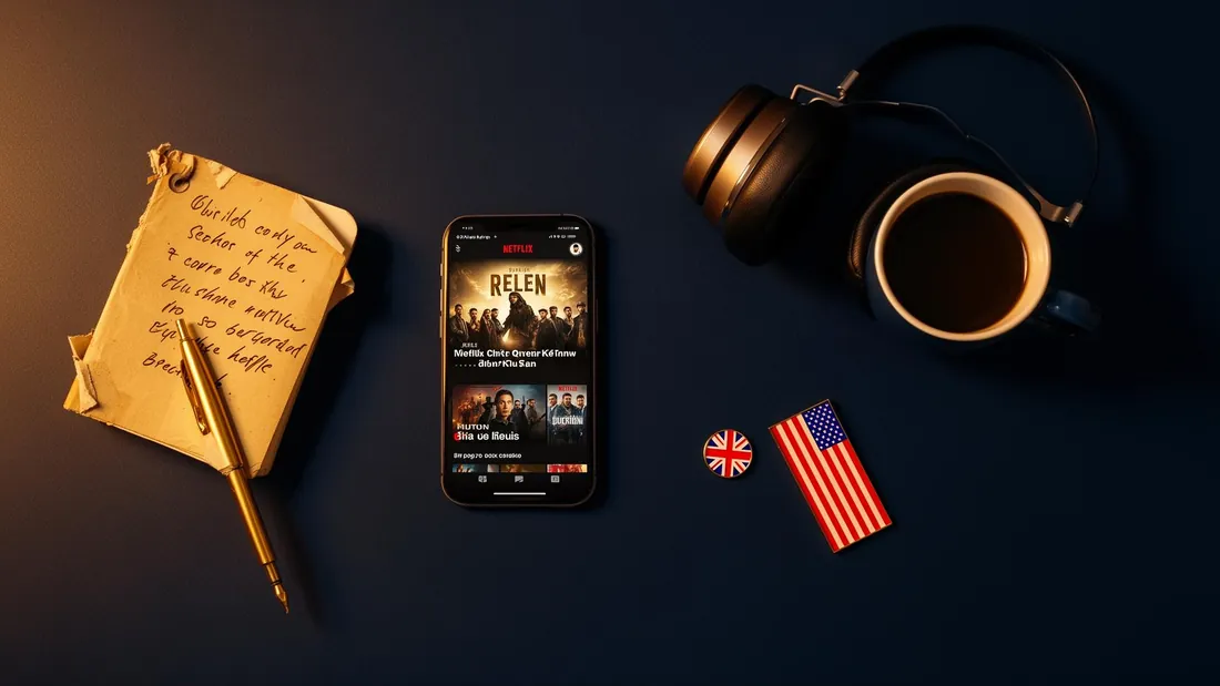 Imersão com séries, headphones e notebook